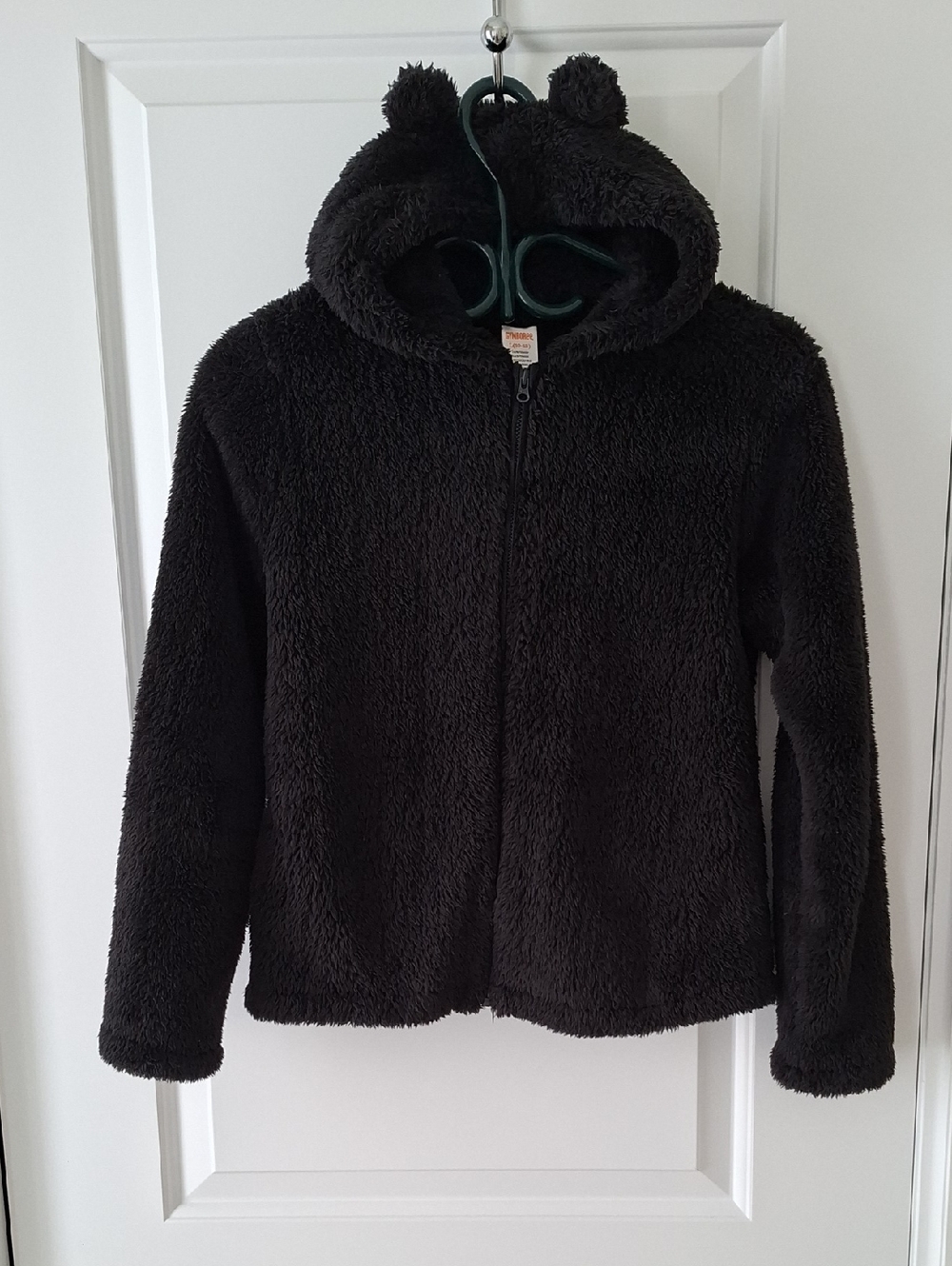 Gymboree Black Fuzzy Hooded Jacket with Ear Accent Size 10-12